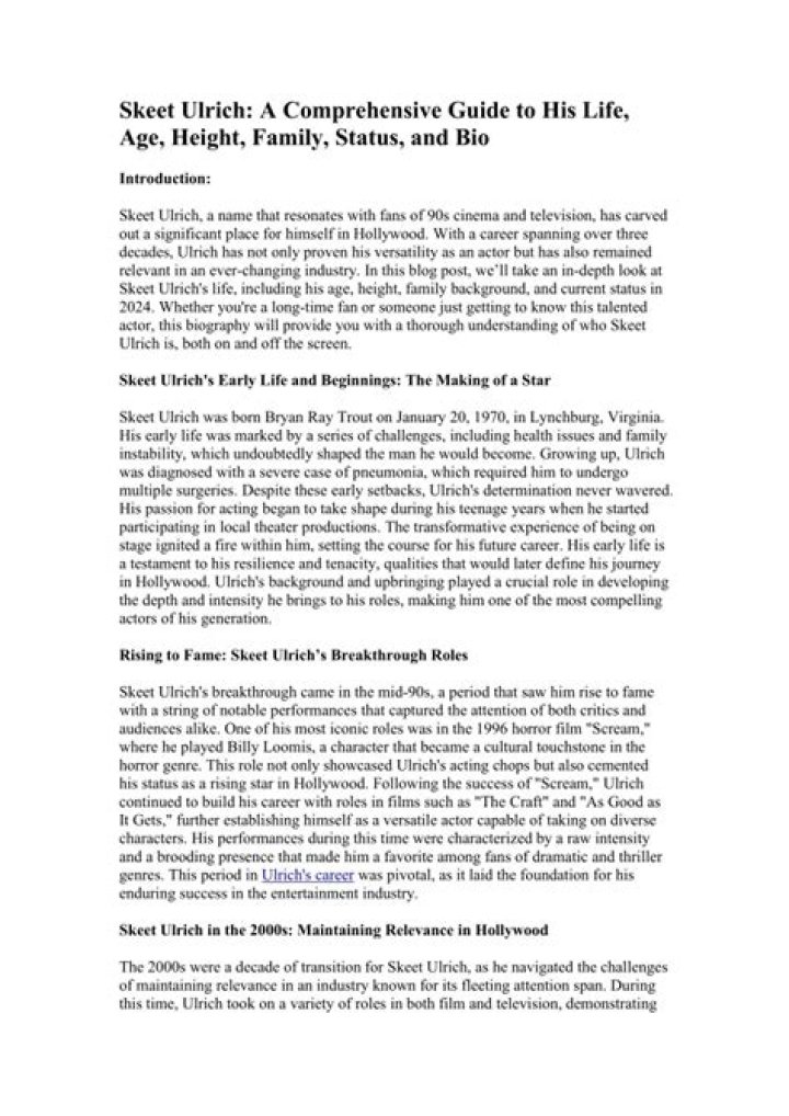 Skeet Ulrich: The Complete Guide to His Life, Career, and Achievements